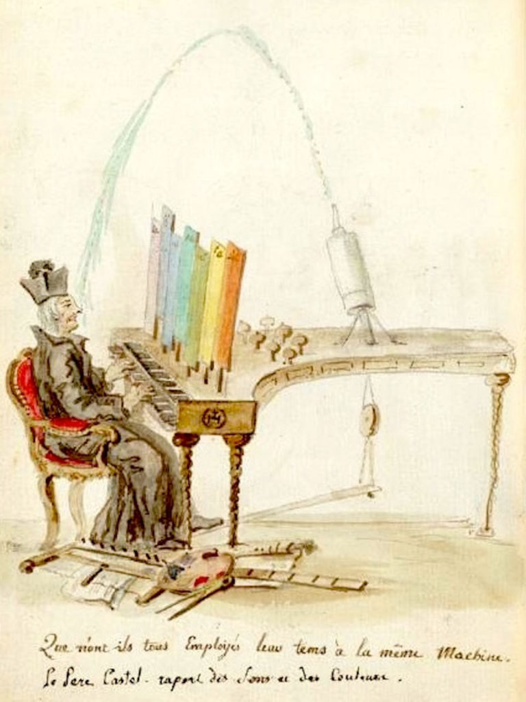 Una caricatura dell’organo oculare di Louis-Bertrand Castel di Charles Germain de Saint Aubin. 1740-circa 1757. The Rothschild Collection (The National Trust)  Fonte: collection.waddesdon.org.uk